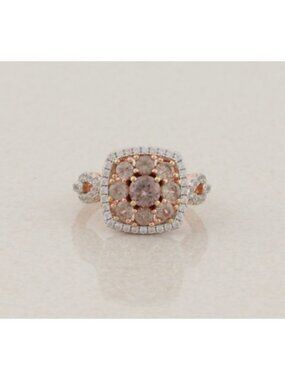 Rose Gold Over Sterling Silver Morganite and White Topaz Ring Size 7 1/4